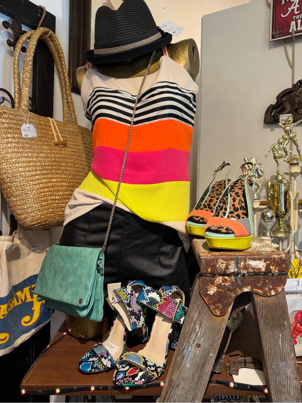 Striped Neon Colorblock Tank Top - Multicolor